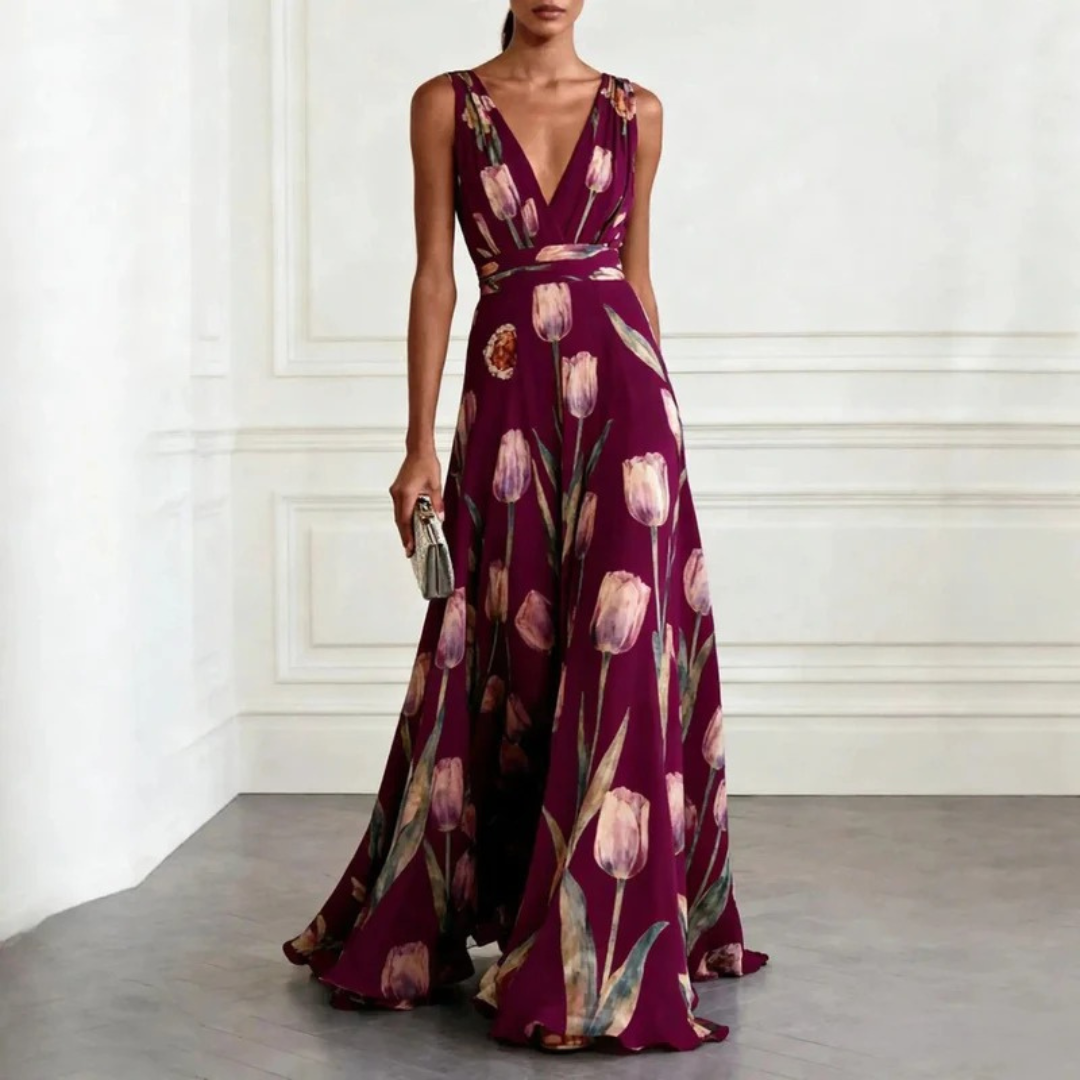 Agathe Women's Flowing Maxi Dress in Bold Colors