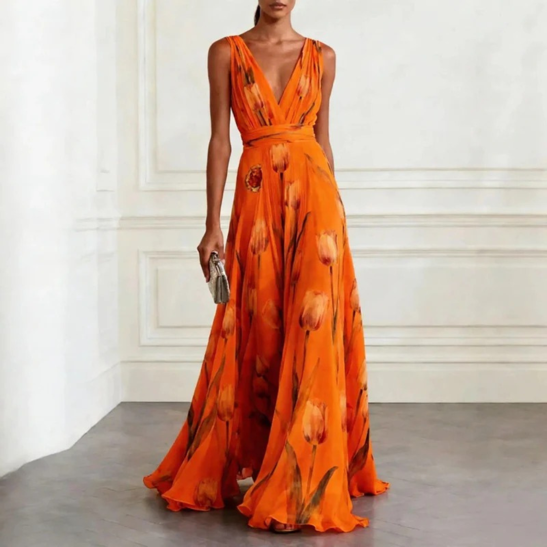 Agathe Women's Flowing Maxi Dress in Bold Colors