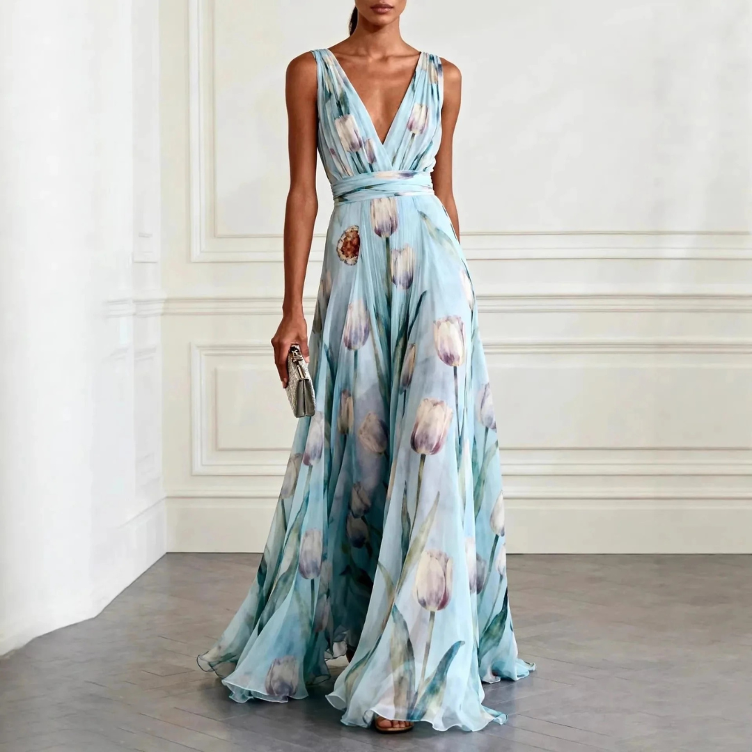 Agathe Women's Flowing Maxi Dress in Bold Colors
