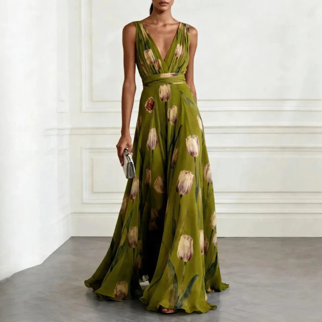Agathe Women's Flowing Maxi Dress in Bold Colors