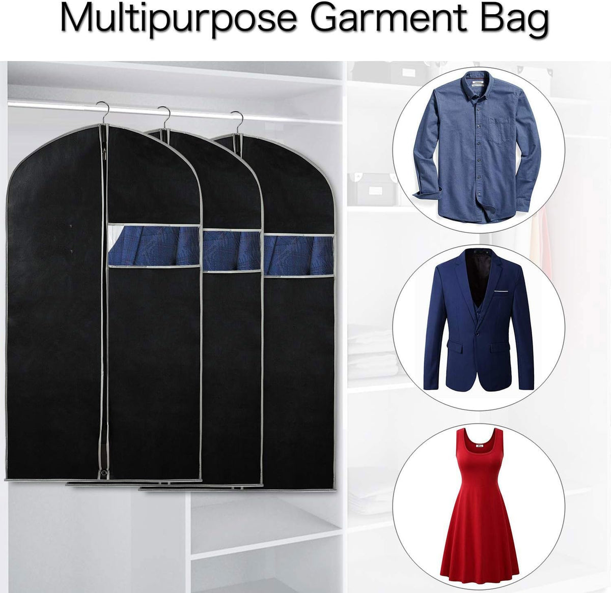 10-Pack Breathable Garment Covers With Window