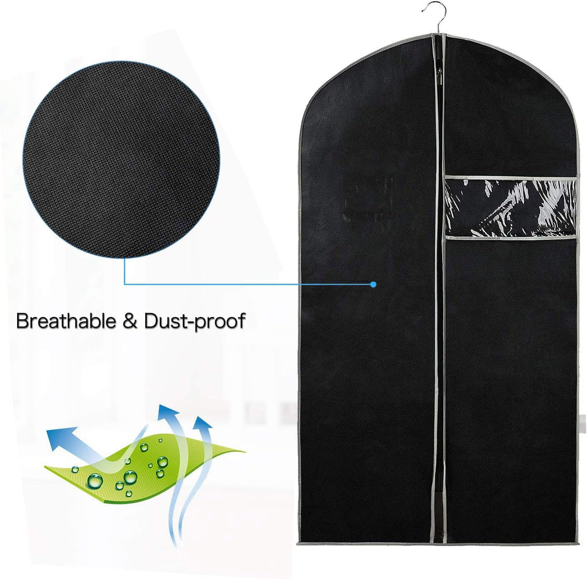 10-Pack Breathable Garment Covers With Window