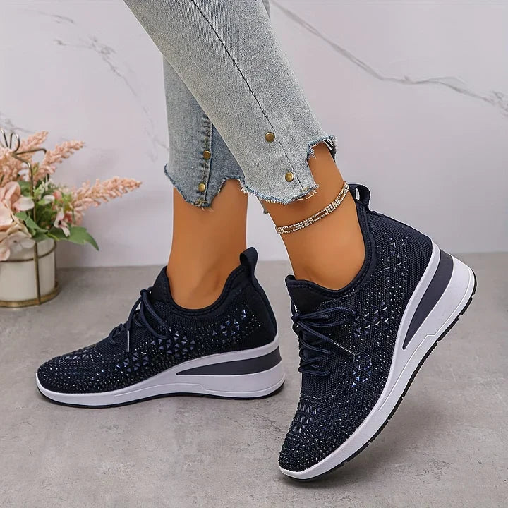 Rhinestone Orthopedic Arch Support Mesh Sneakers