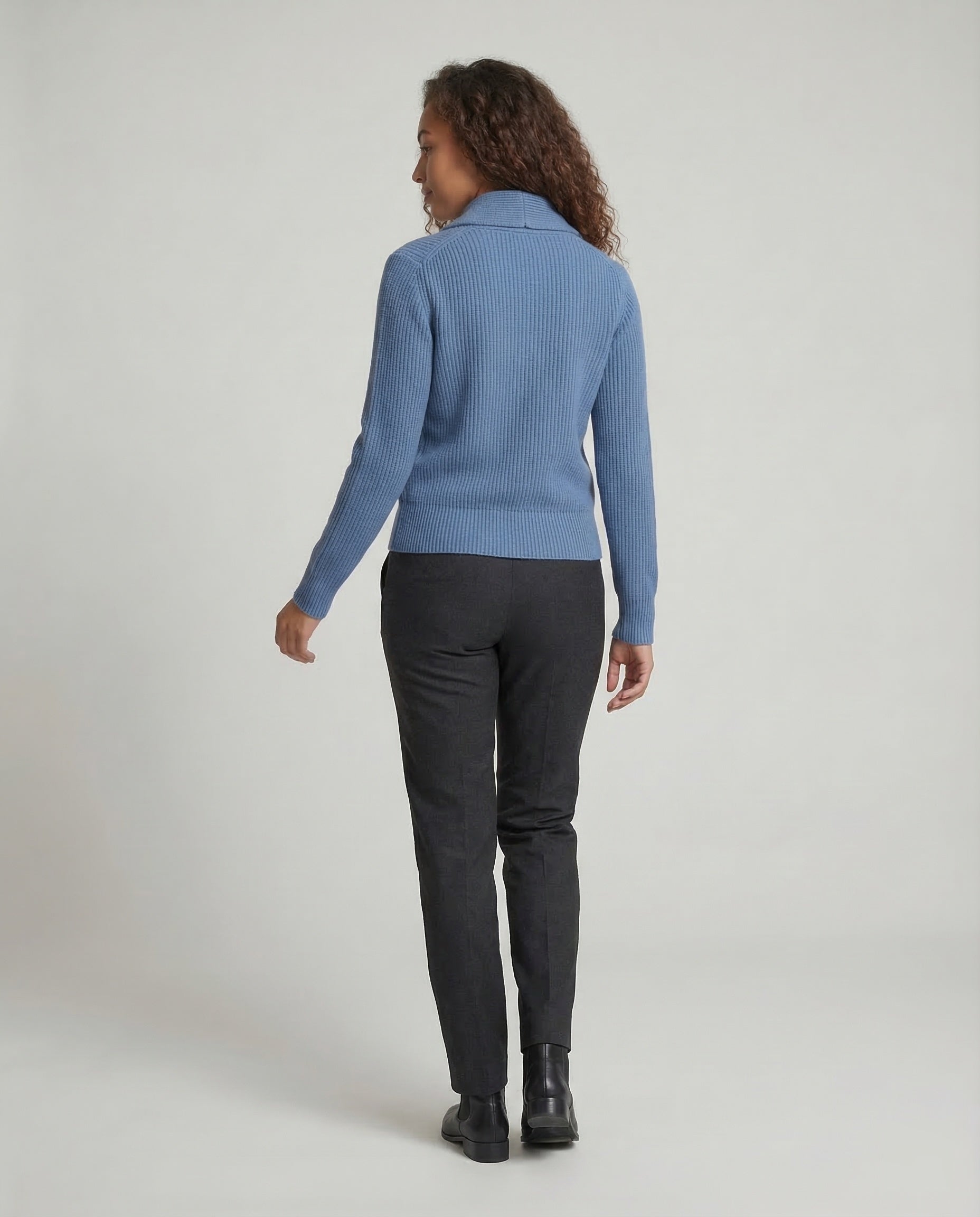 Lapel Collar Knit Cardigan With Button Front