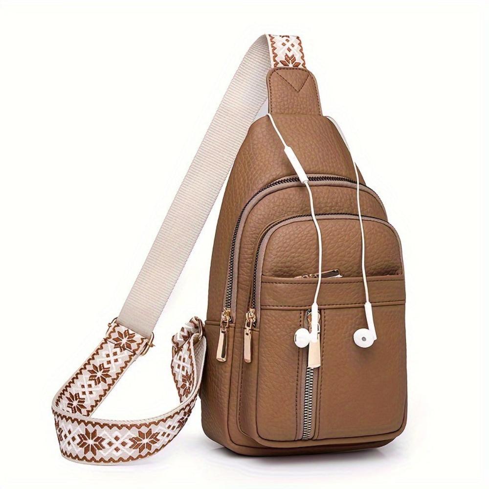 Vintage Style Leather Chest Crossbody Bag