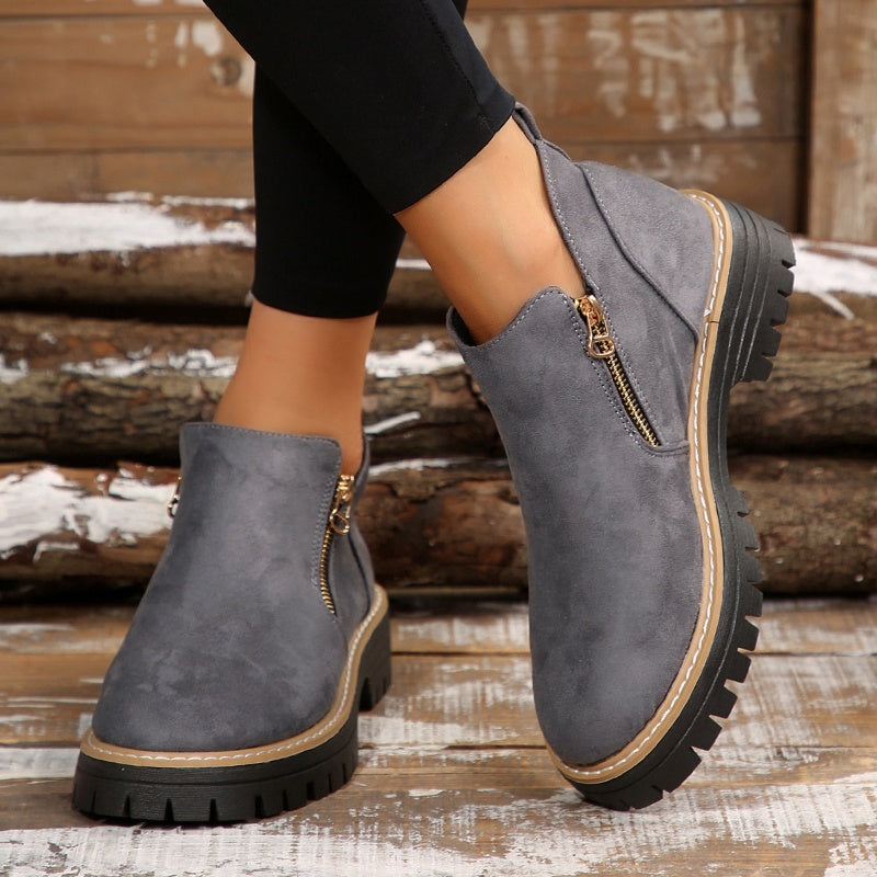 Platform Ankle Boots with Lug Sole