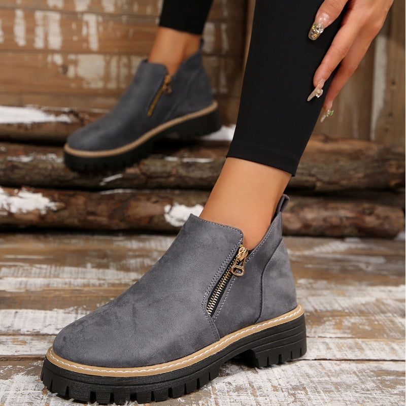 Platform Ankle Boots with Lug Sole