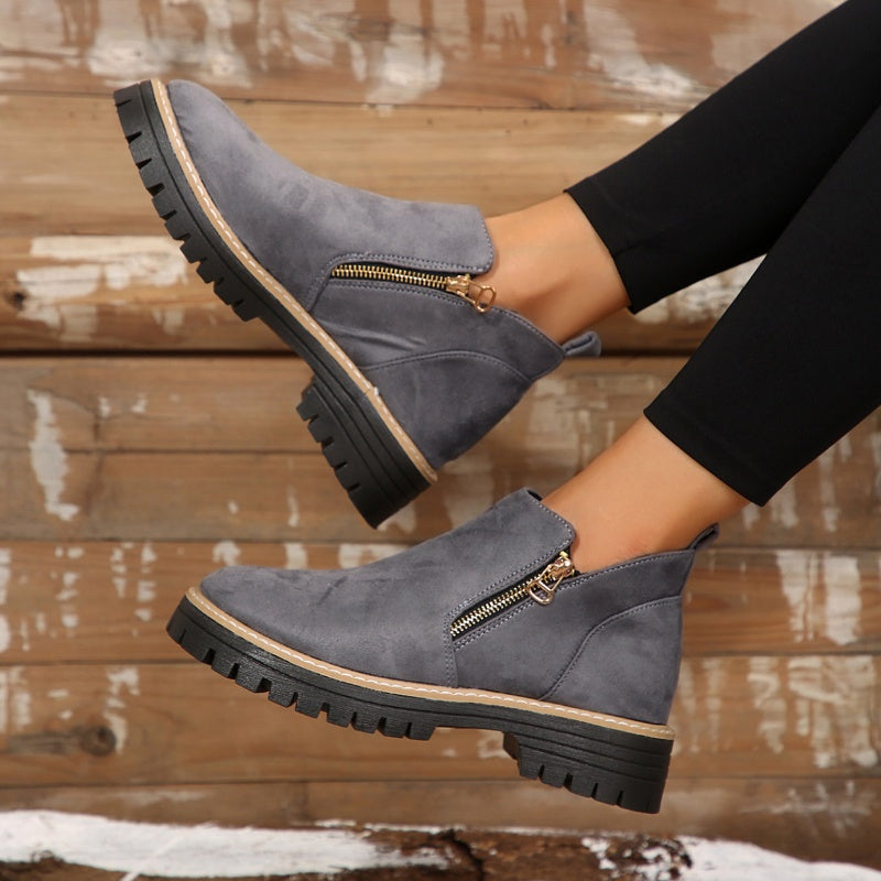 Platform Ankle Boots with Lug Sole