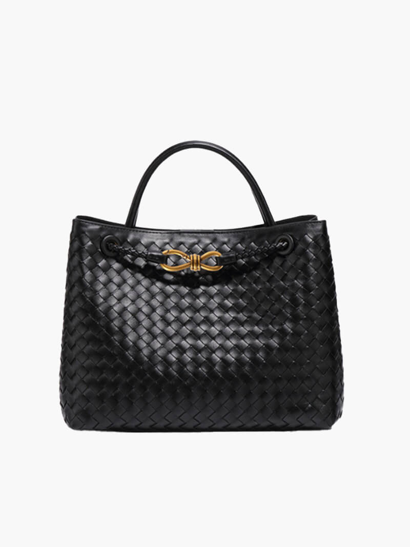 Structured Braided Faux Leather Tote Handbag