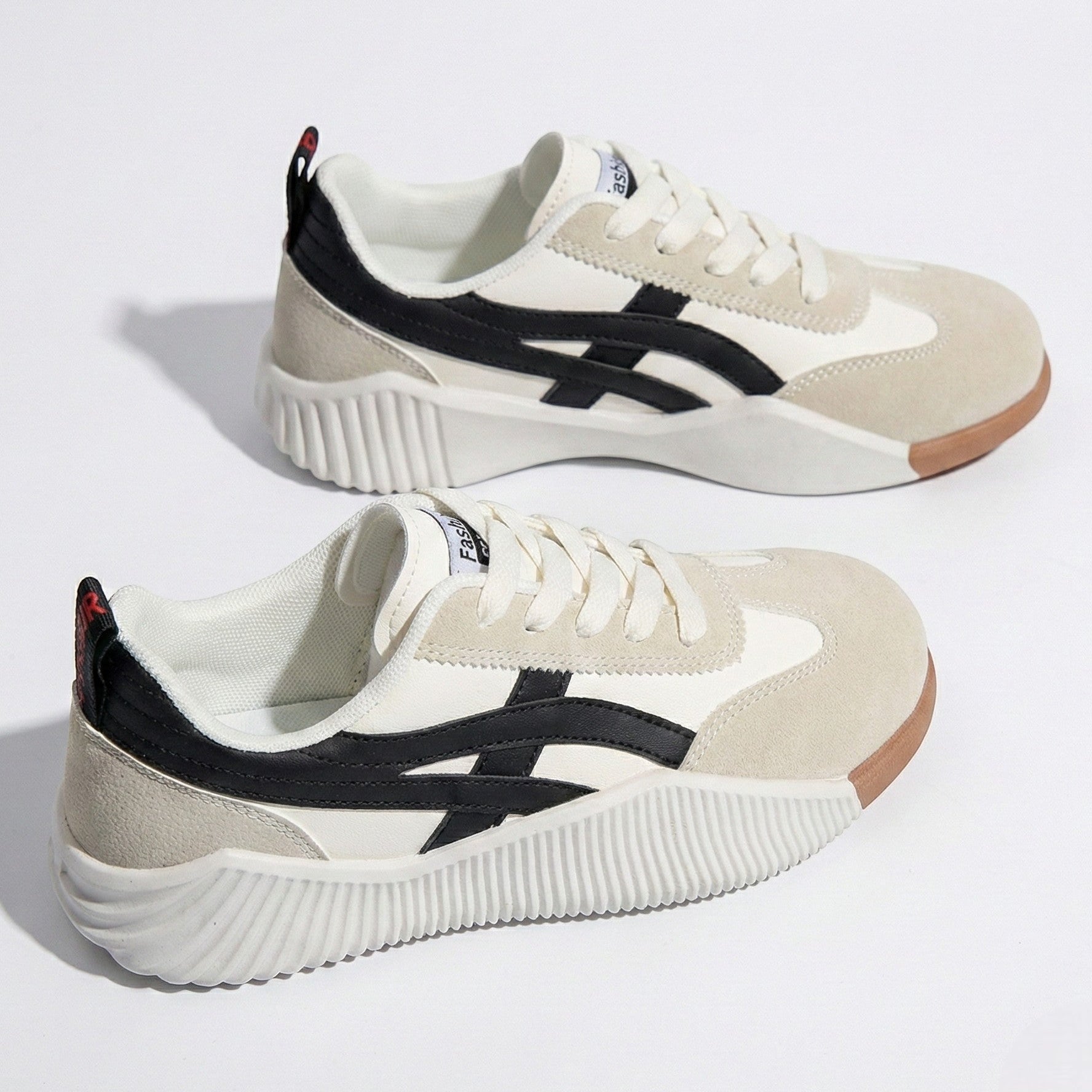 Chunky Sole Colorblock Lace-Up Sneakers