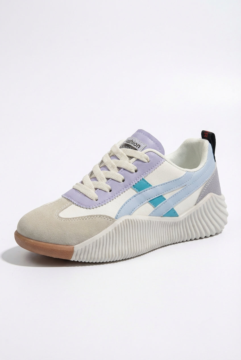 Chunky Sole Colorblock Lace-Up Sneakers