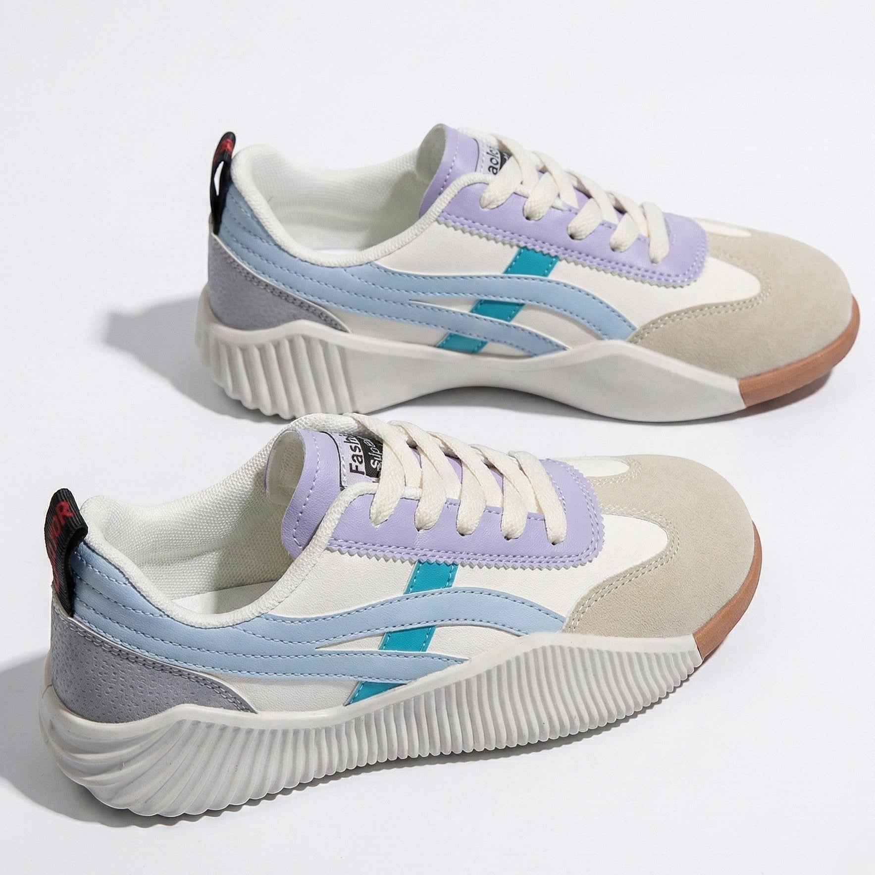 Chunky Sole Colorblock Lace-Up Sneakers