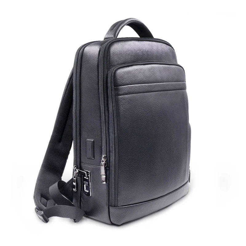 Premium PU Leather Fingerprint Lock Backpack