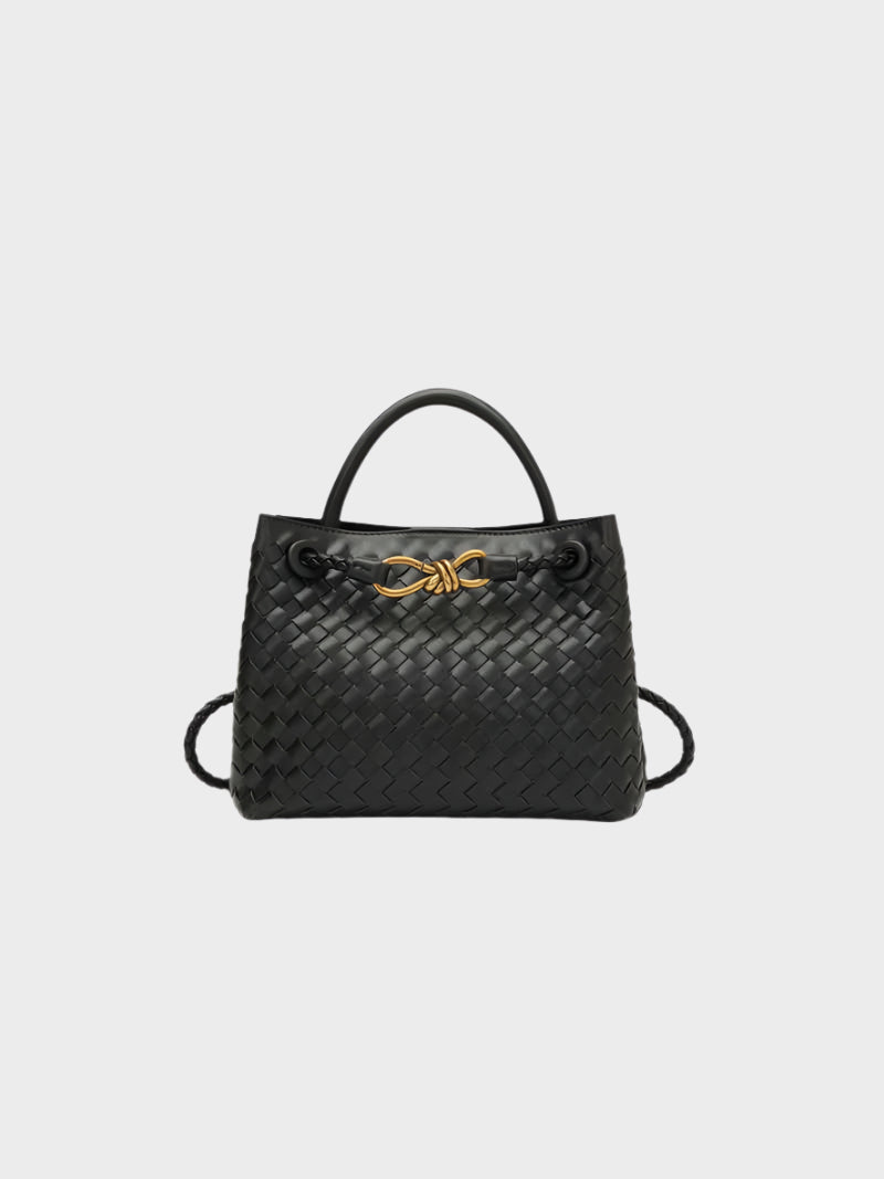 Structured Braided Faux Leather Tote Handbag