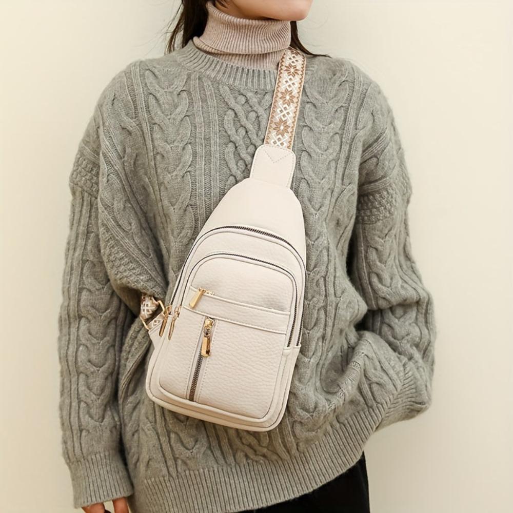 Vintage Style Leather Chest Crossbody Bag
