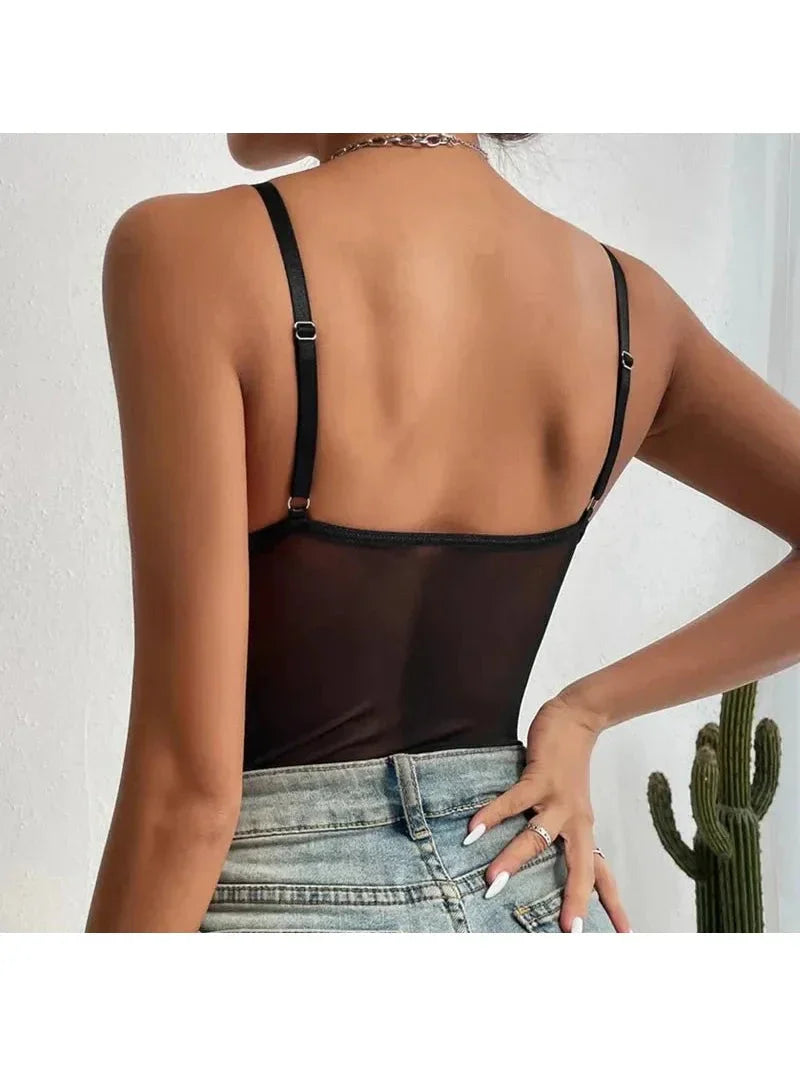 Embroidered Boned Corset Bodysuit