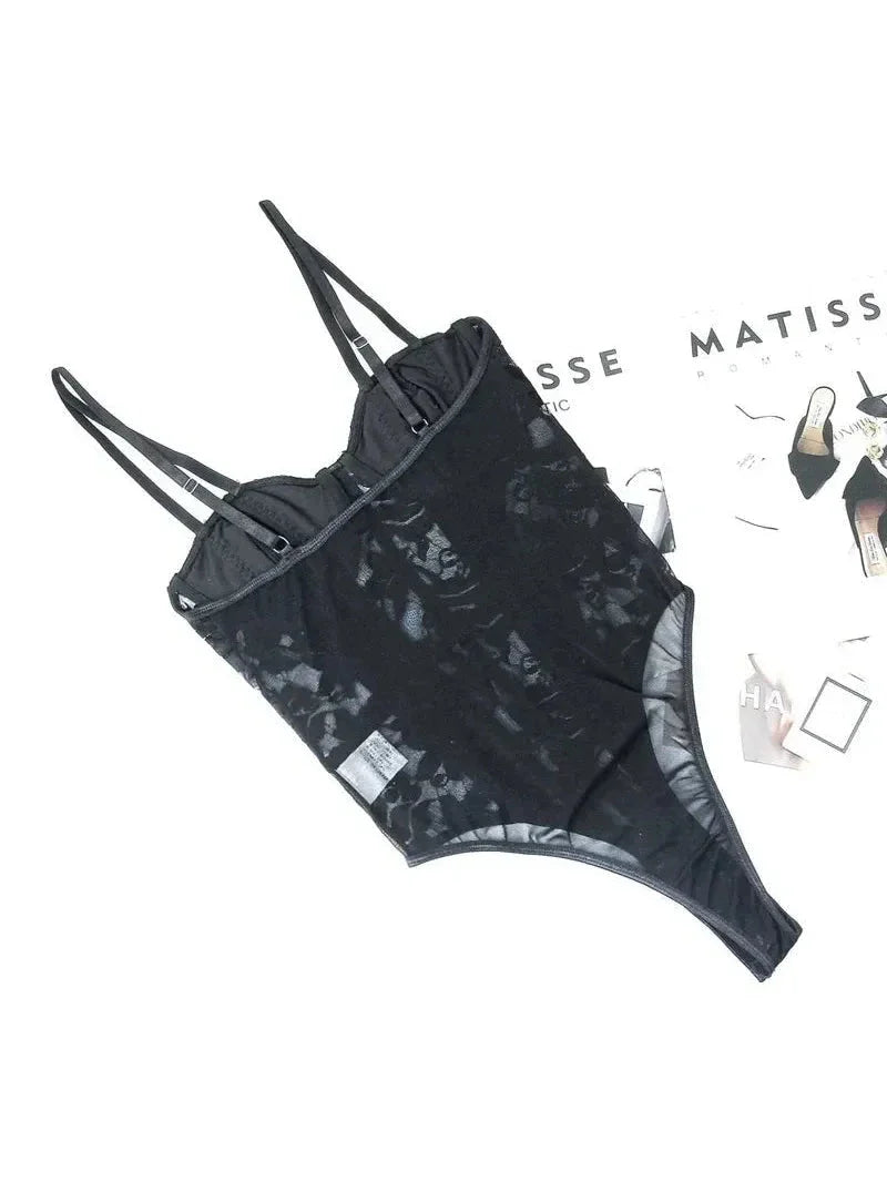 Embroidered Boned Corset Bodysuit
