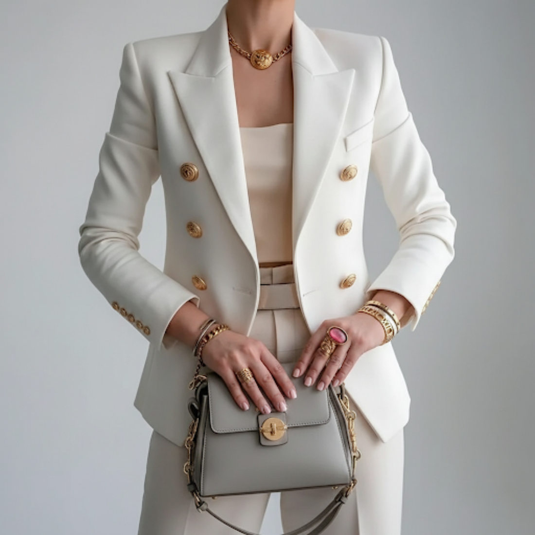 Sarah Double-Breasted Fitted Blazer