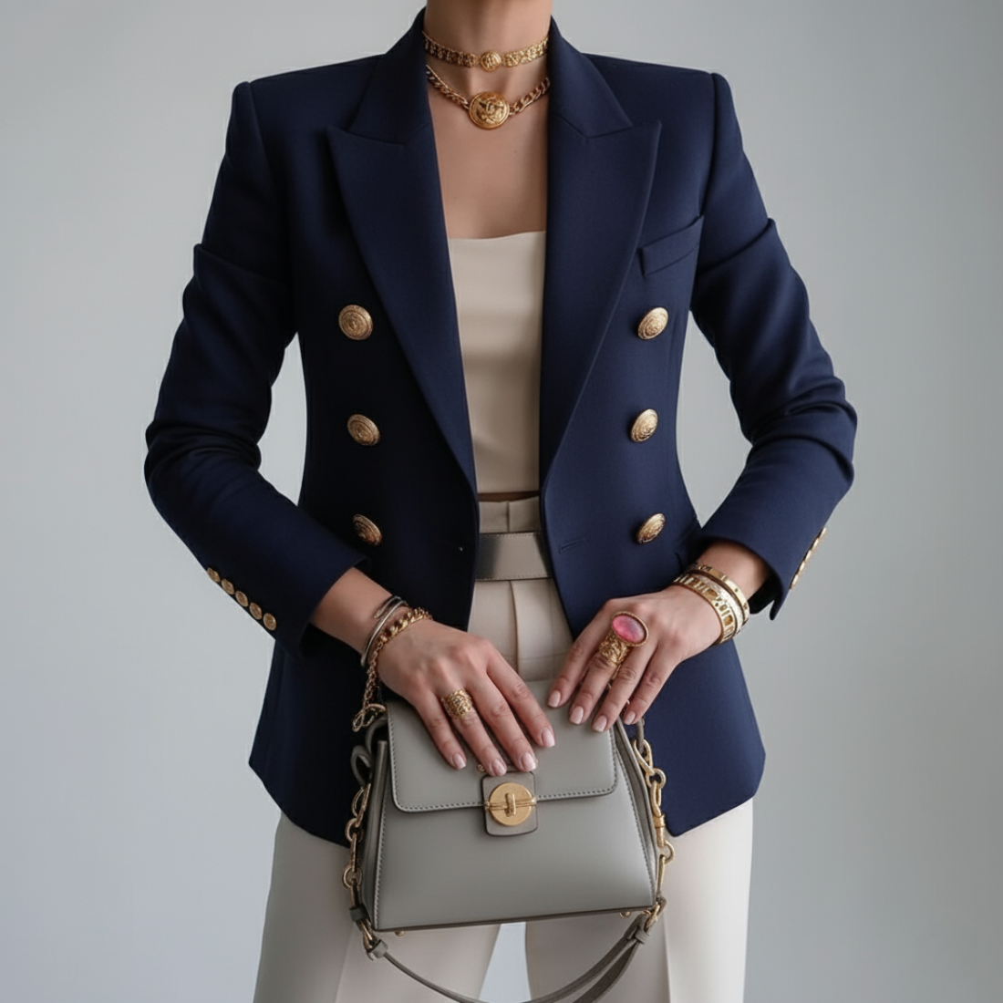 Sarah Double-Breasted Fitted Blazer