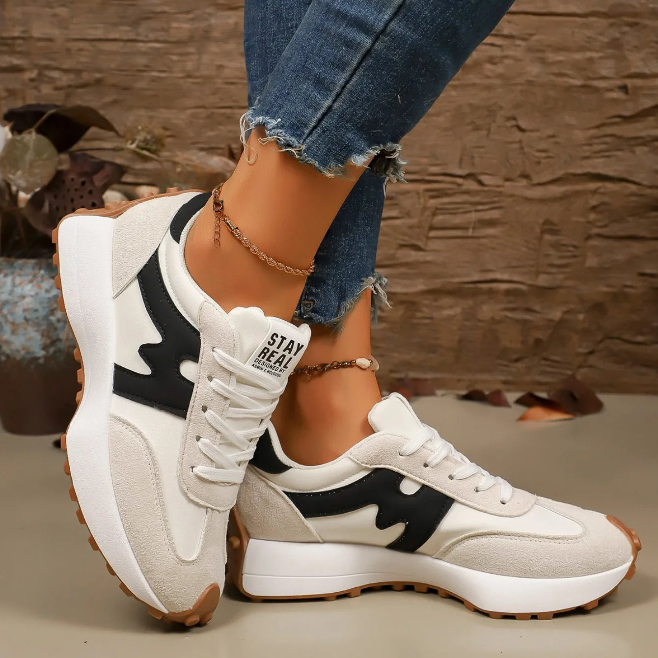 Platform Lace-Up Athletic Sneakers