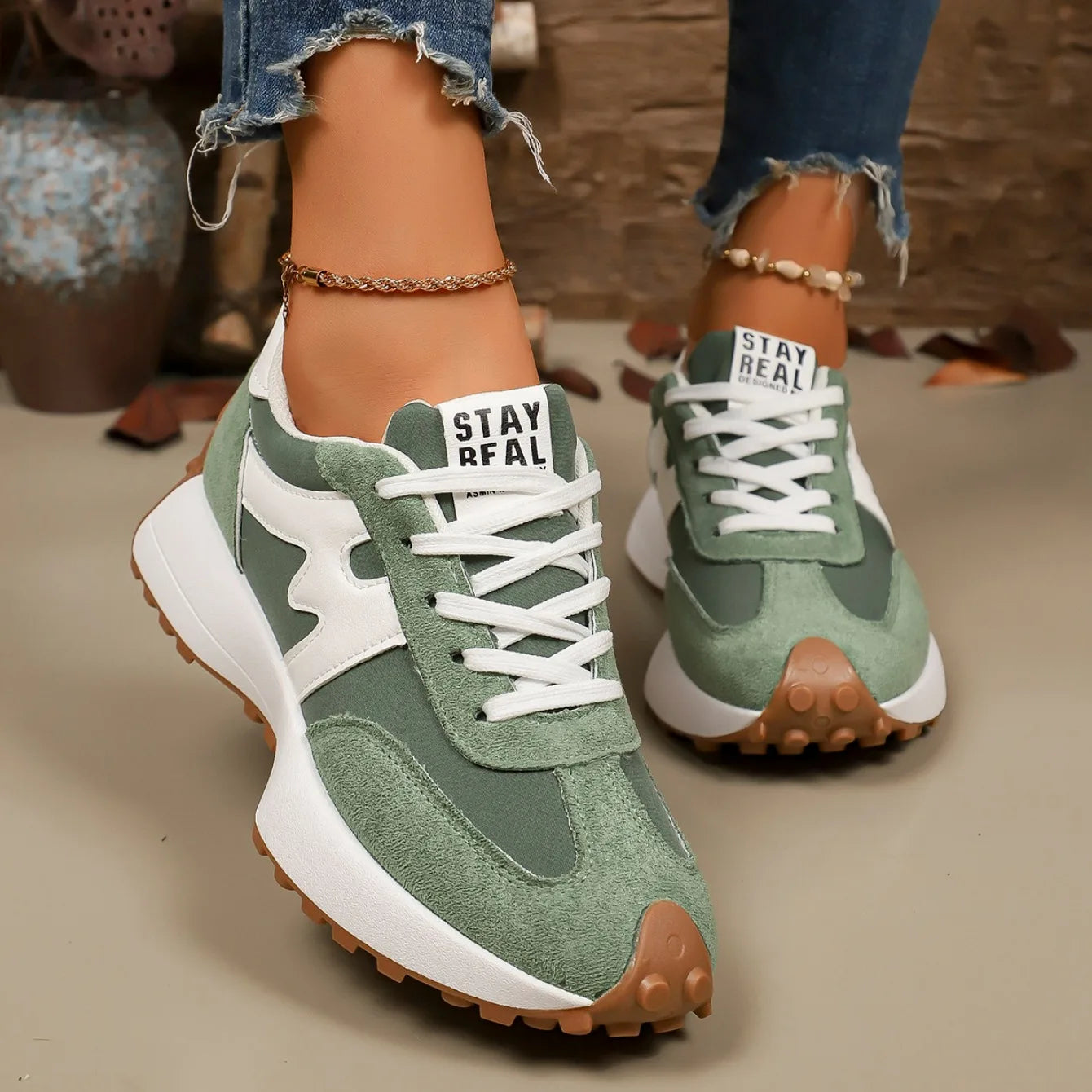 Platform Lace-Up Athletic Sneakers