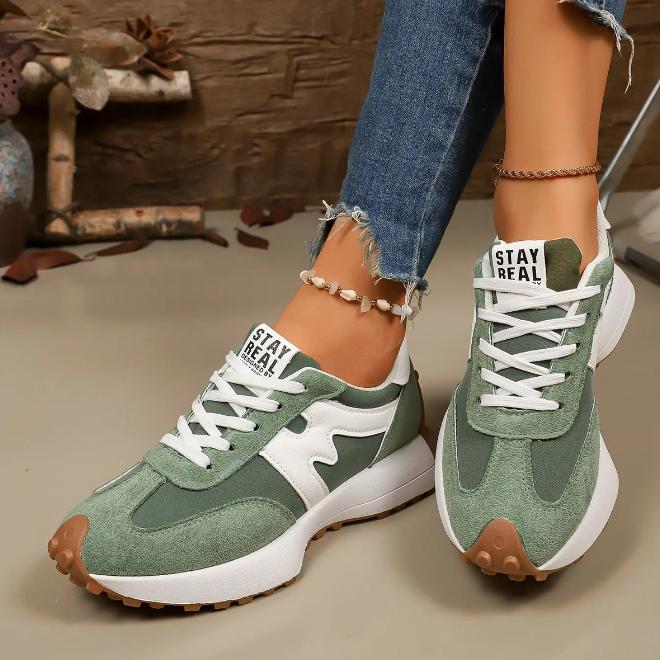 Platform Lace-Up Athletic Sneakers