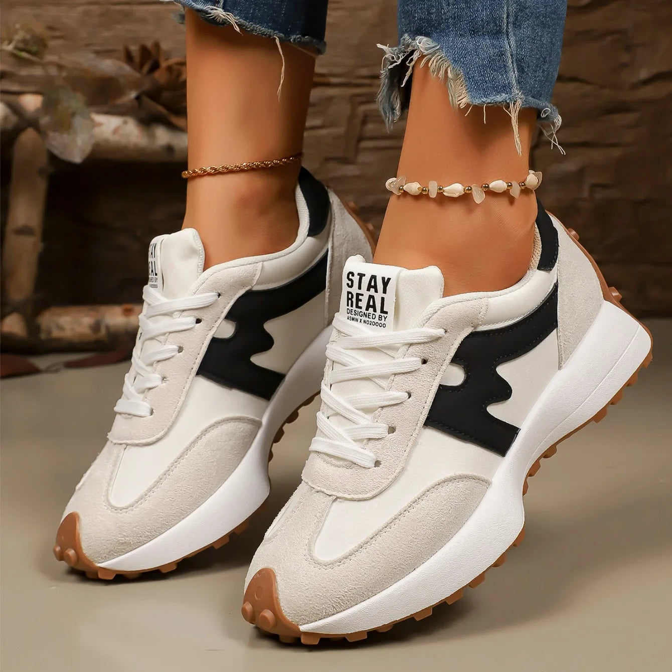 Platform Lace-Up Athletic Sneakers