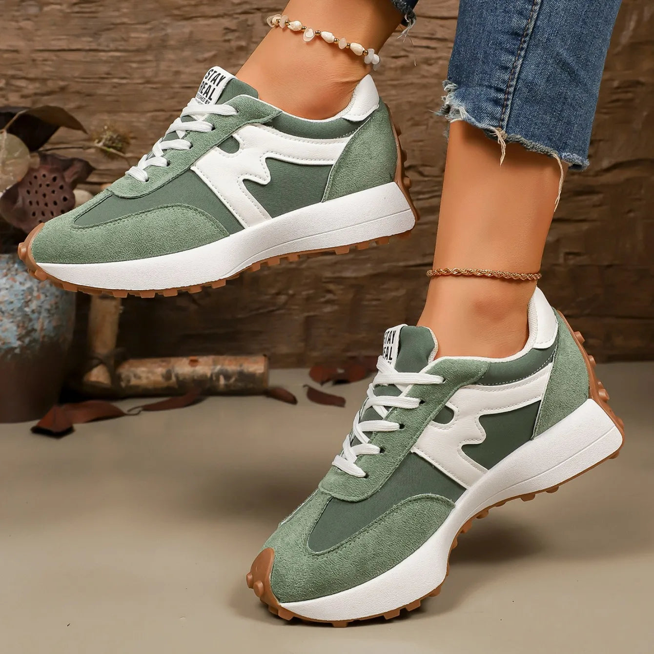 Platform Lace-Up Athletic Sneakers