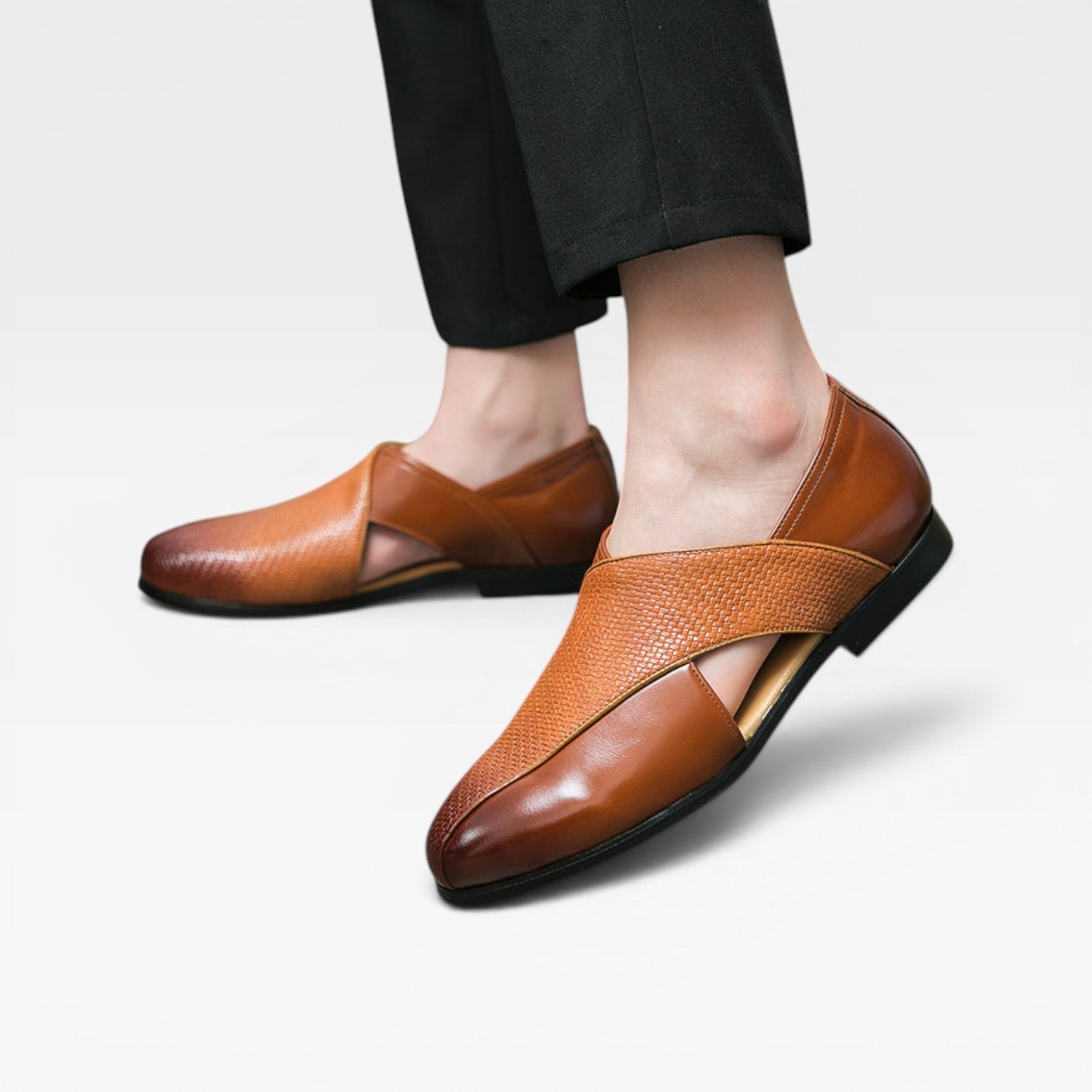 Cross Strap Genuine Leather Loafers