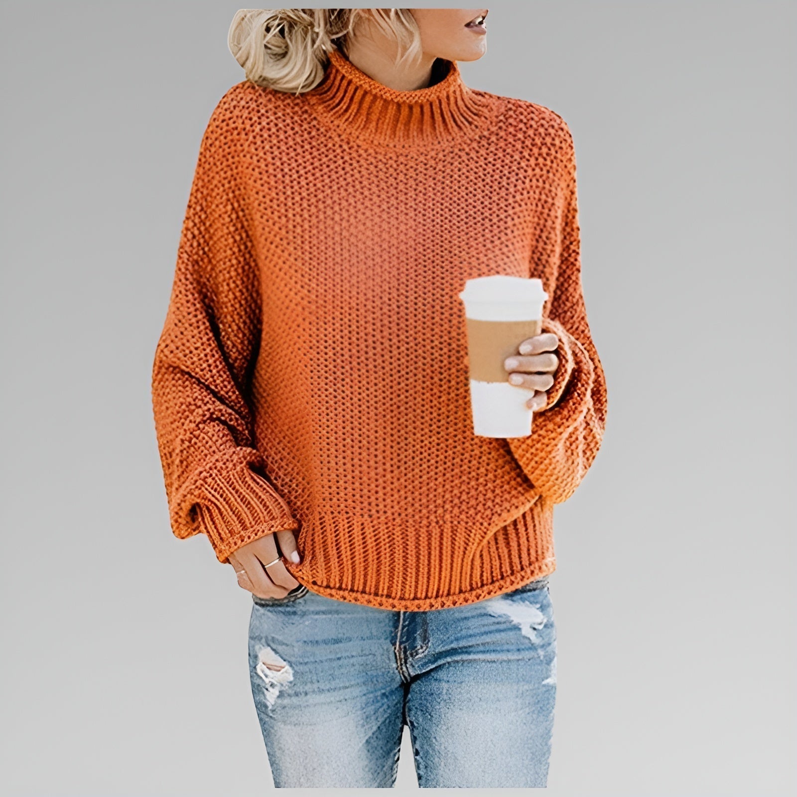 Chunky Knit Turtleneck Pullover Sweater