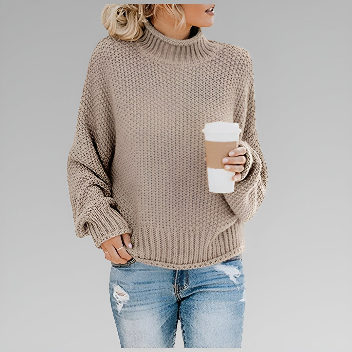 Chunky Knit Turtleneck Pullover Sweater