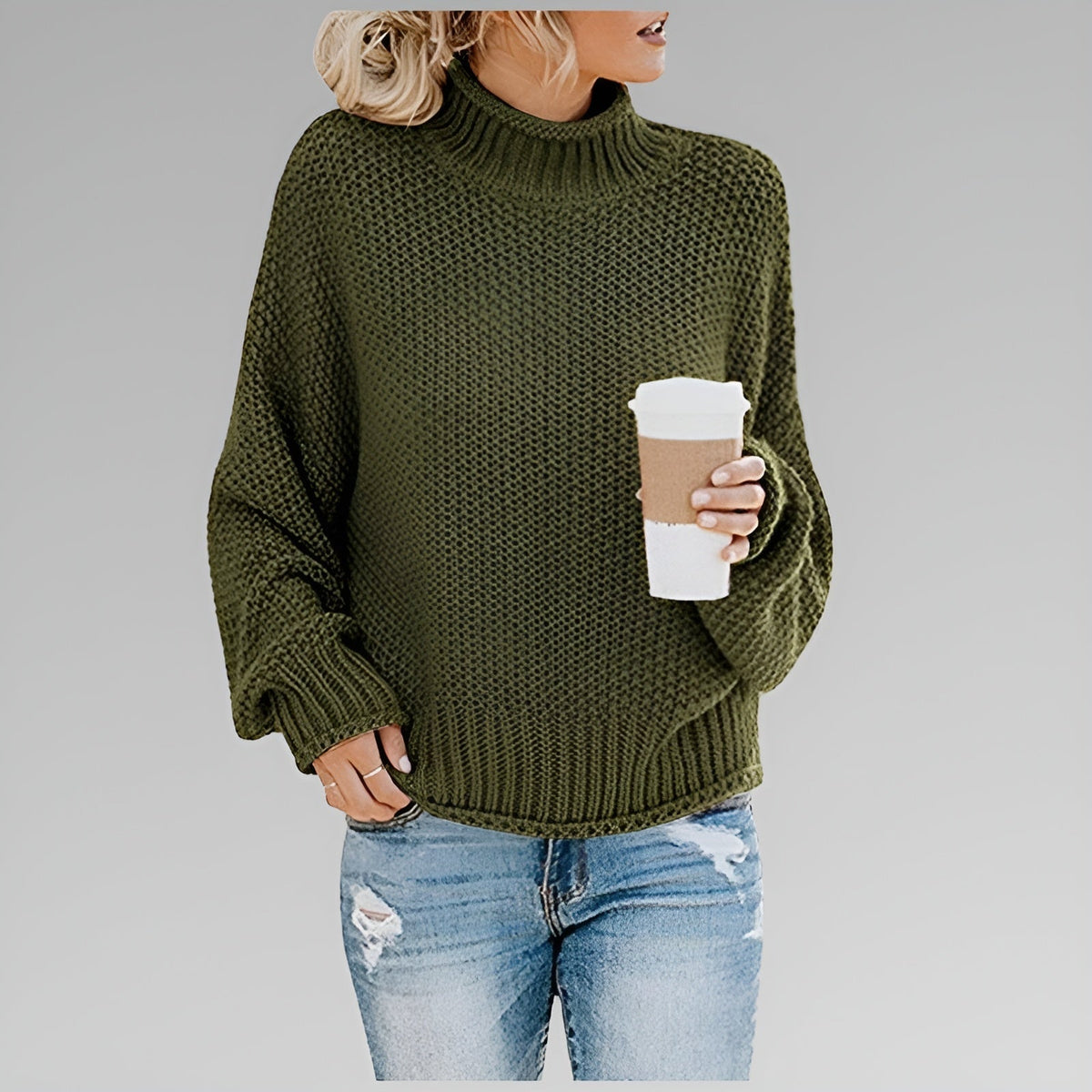 Chunky Knit Turtleneck Pullover Sweater
