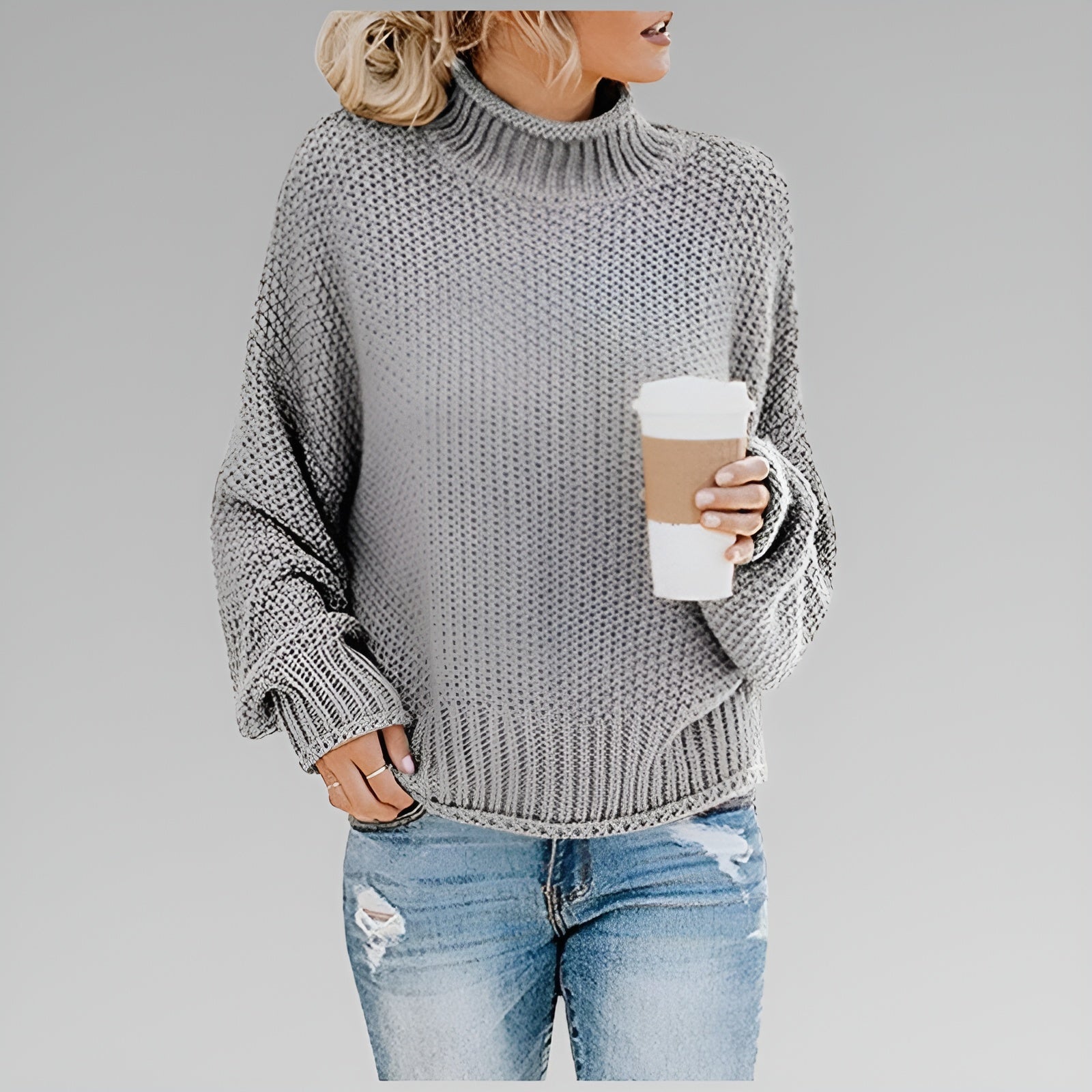 Chunky Knit Turtleneck Pullover Sweater