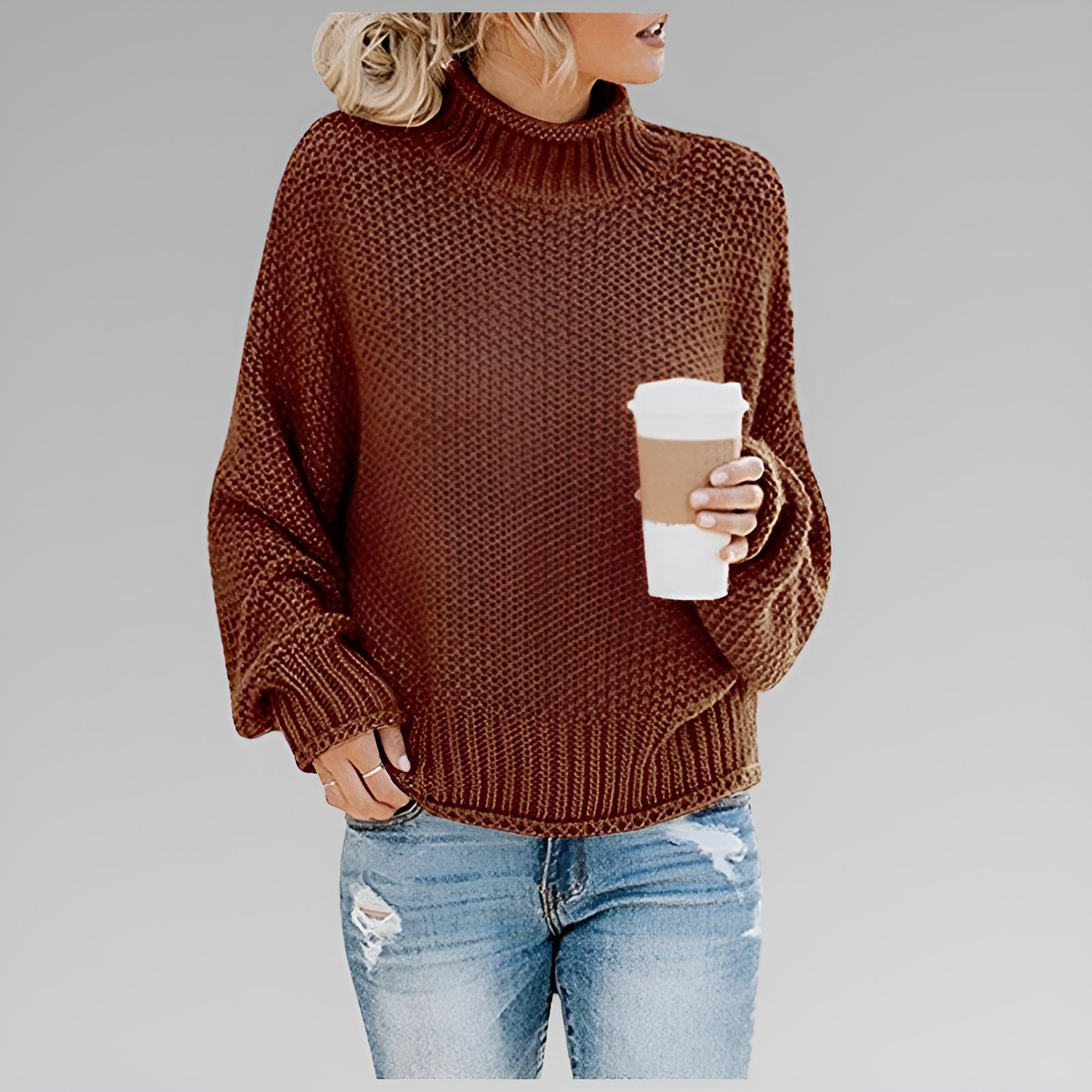 Chunky Knit Turtleneck Pullover Sweater