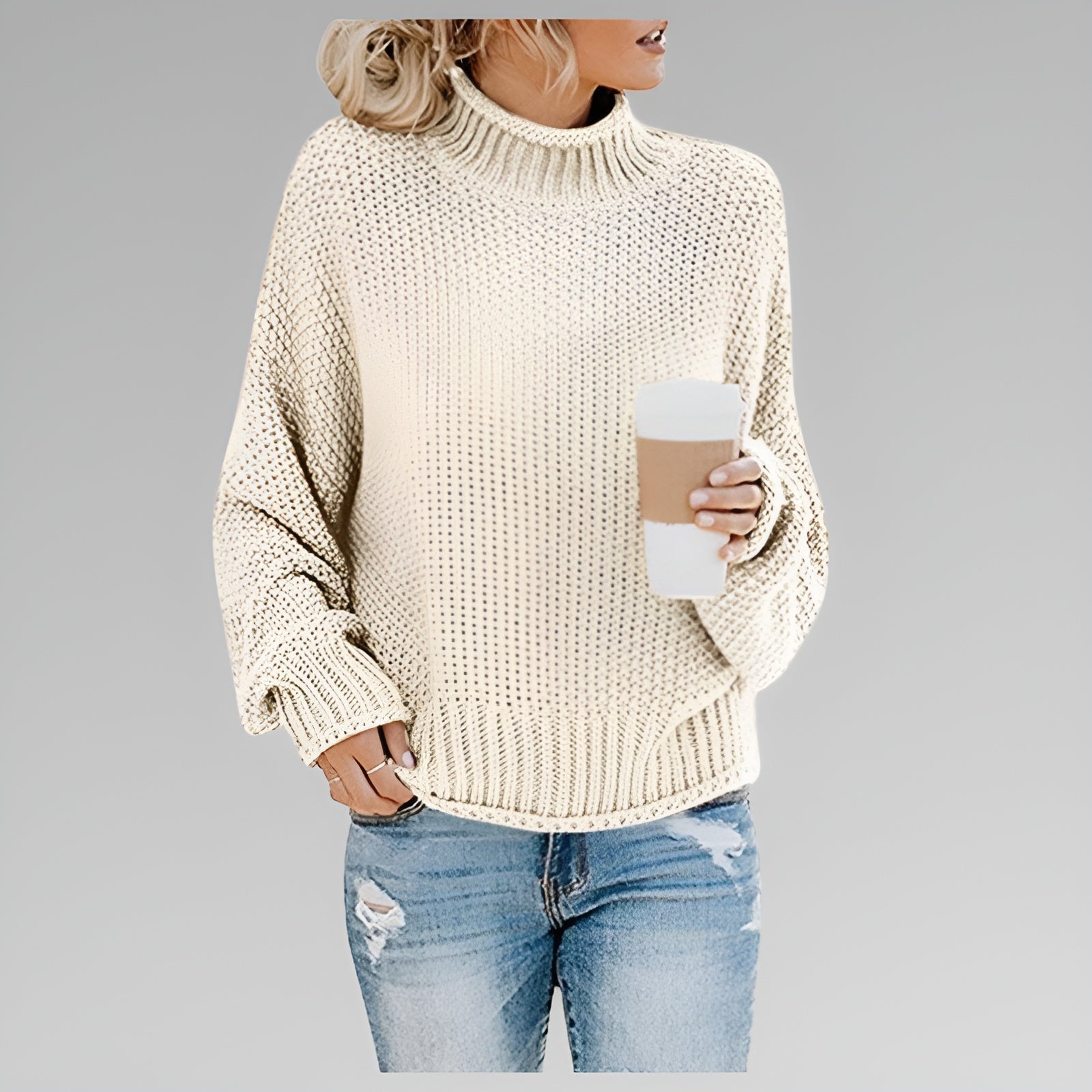 Chunky Knit Turtleneck Pullover Sweater
