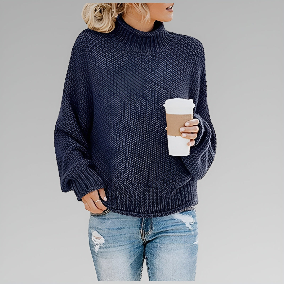 Chunky Knit Turtleneck Pullover Sweater