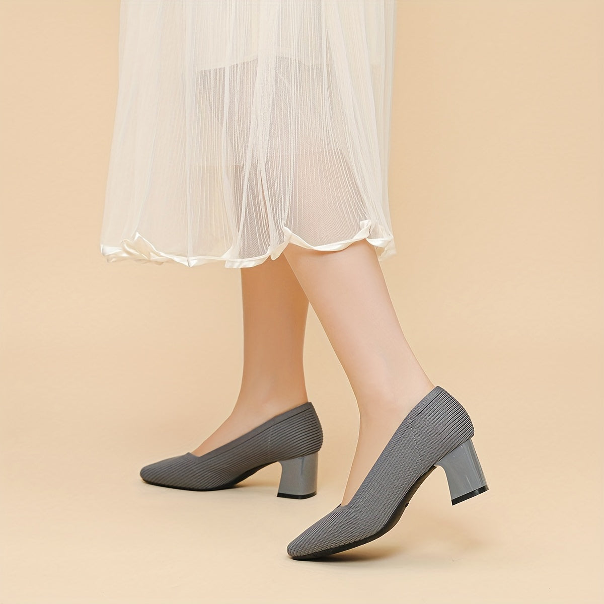 Pointed Toe Orthopedic Block Heel Pumps