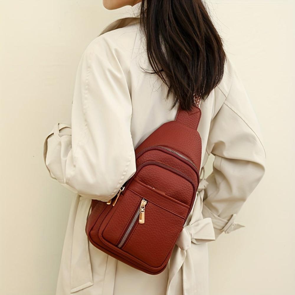 Vintage Style Leather Chest Crossbody Bag