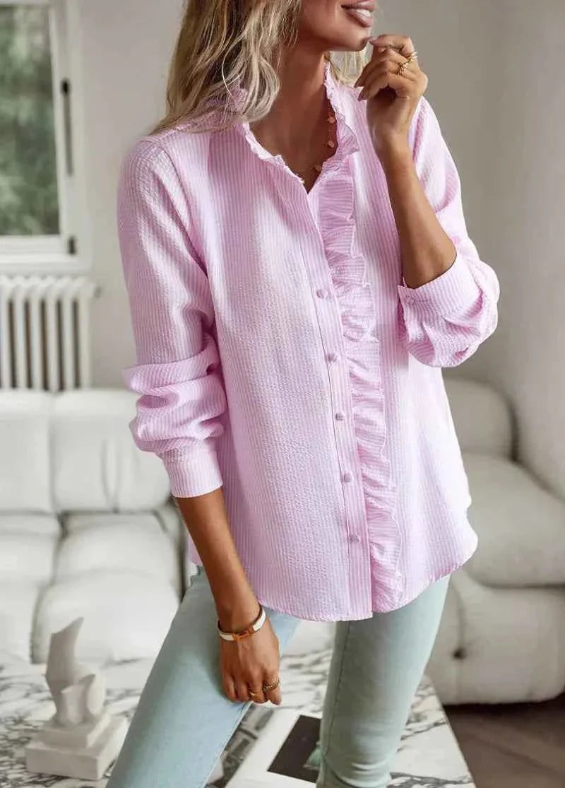 Ruffle Collar Tailored Blouse