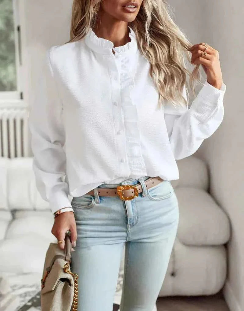 Ruffle Collar Tailored Blouse