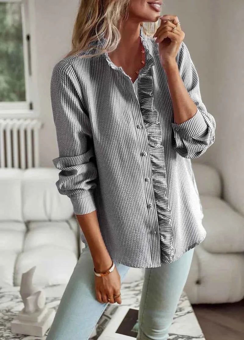 Ruffle Collar Tailored Blouse