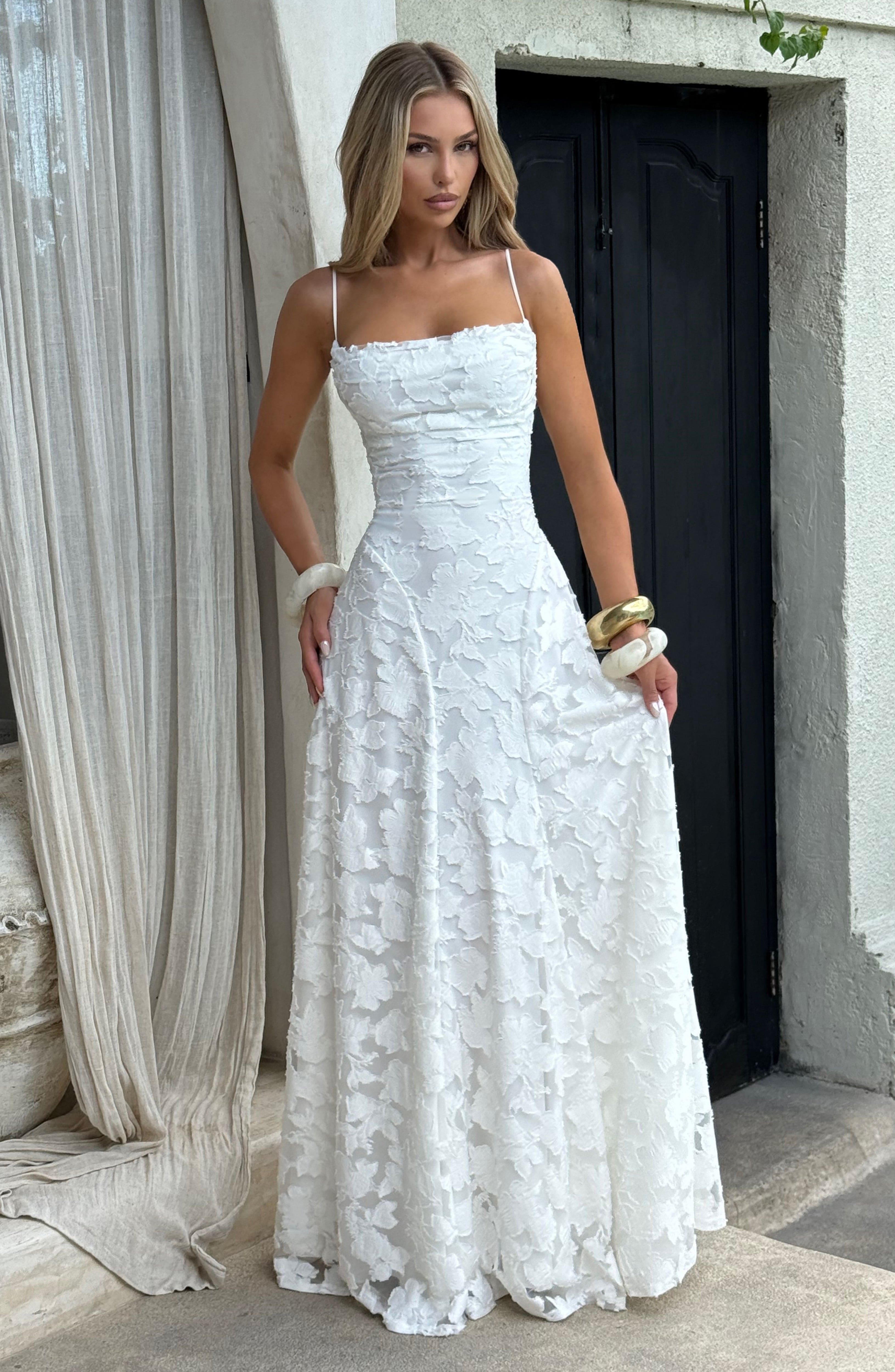 Floral Maxi Dress With Waterfall Neckline and Lace-Up Back