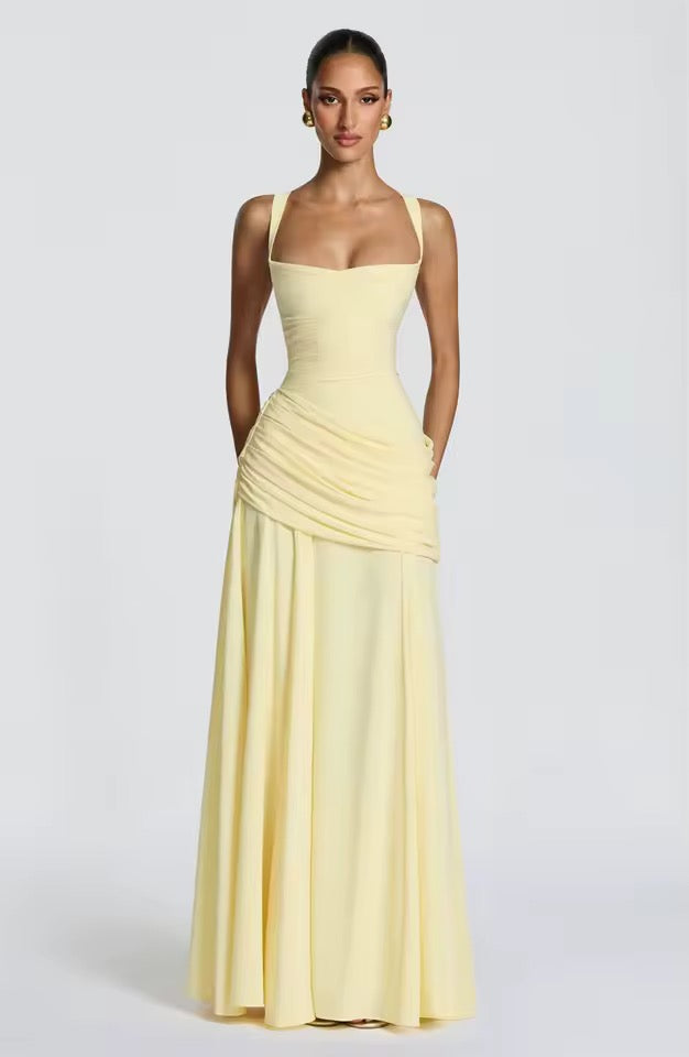 Sweetheart Maxi Dress With Asymmetric Hip Ruching