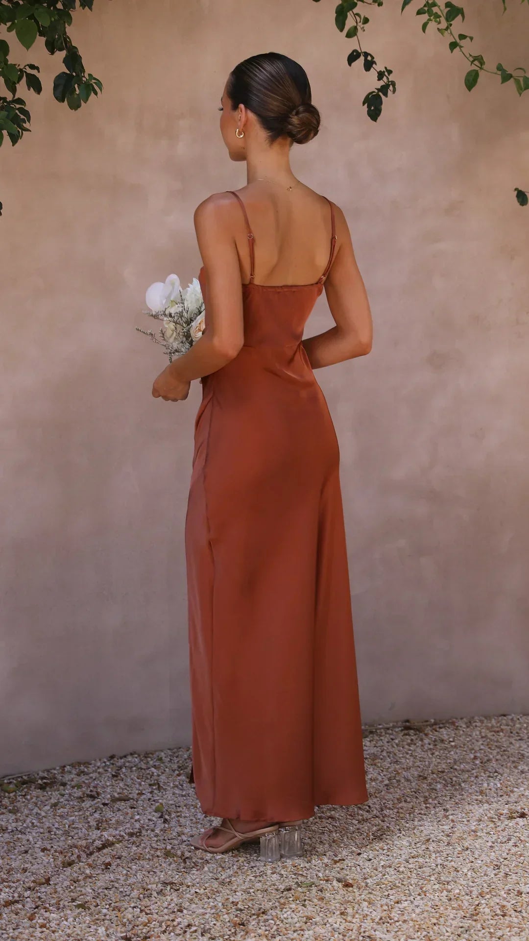 Square Neck Maxi Dress With Side Ruching and Leg Slit