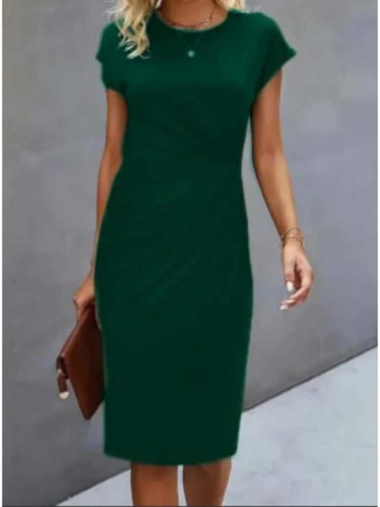 Women's Short Sleeve Midi Evening Dress for Formal Events