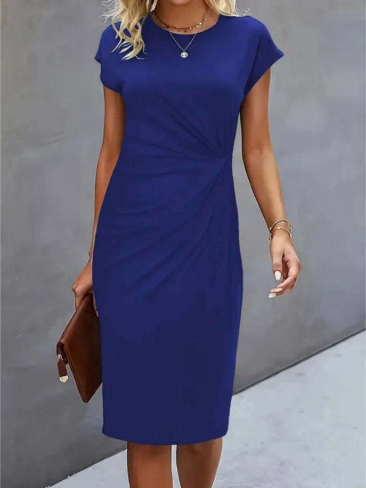 Women's Short Sleeve Midi Evening Dress for Formal Events