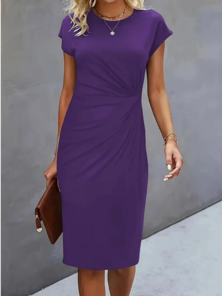 Women's Short Sleeve Midi Evening Dress for Formal Events