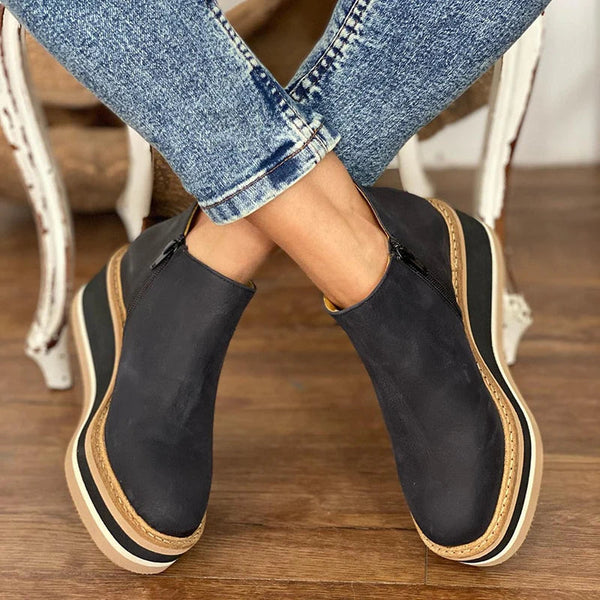 Women's Wedge Ankle Boots With Side Zipper