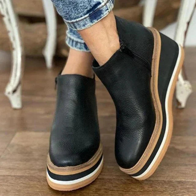Women's Wedge Ankle Boots With Side Zipper