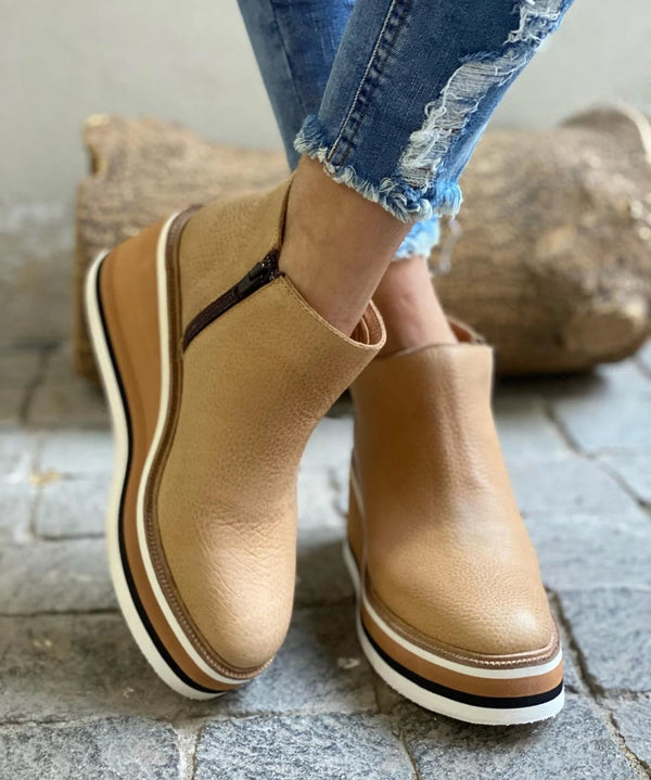 Women's Wedge Ankle Boots With Side Zipper